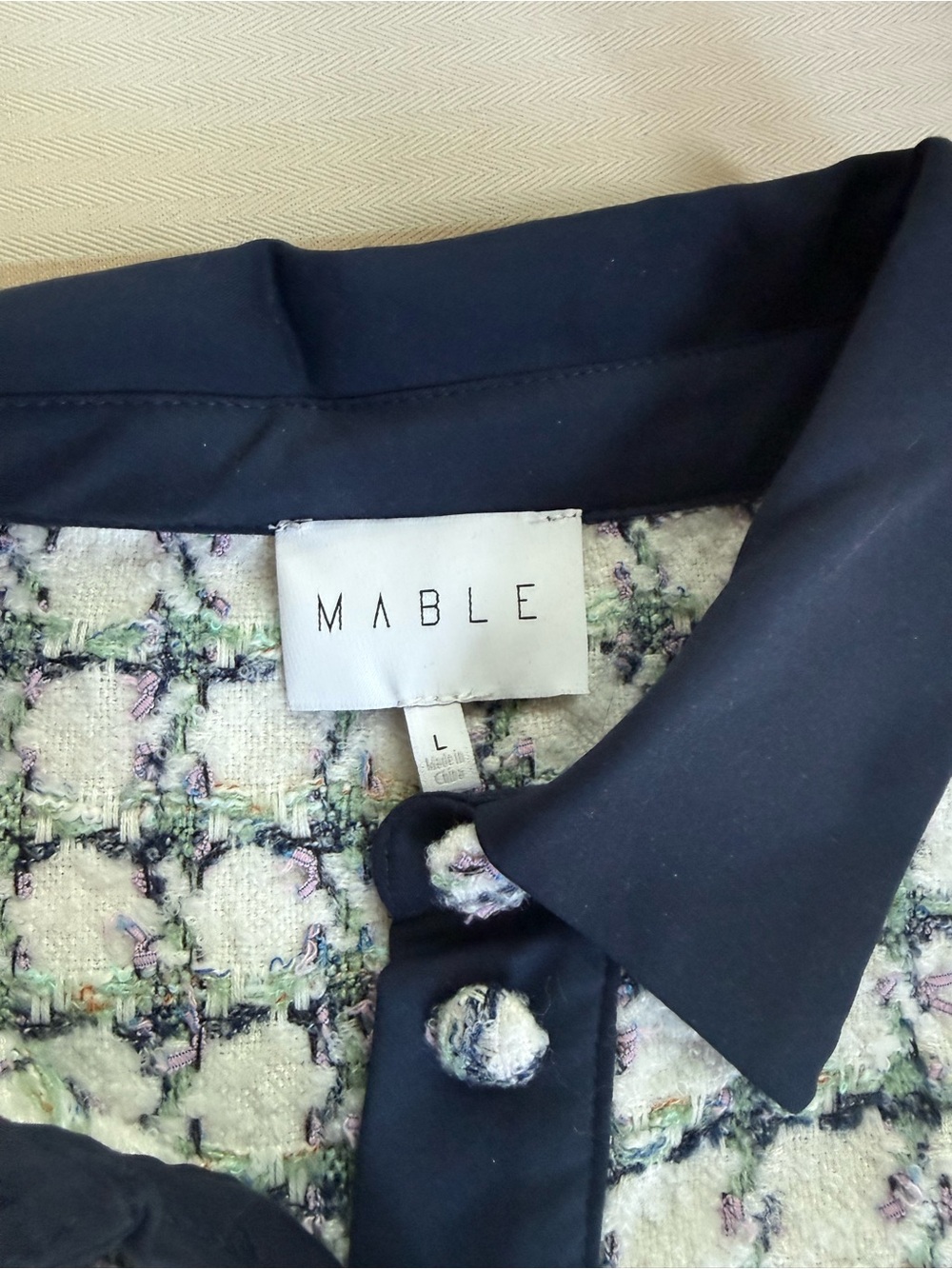 MARBLE Tweed Jacket with Black Trim and Pastel Accents - Picture 6 of 11